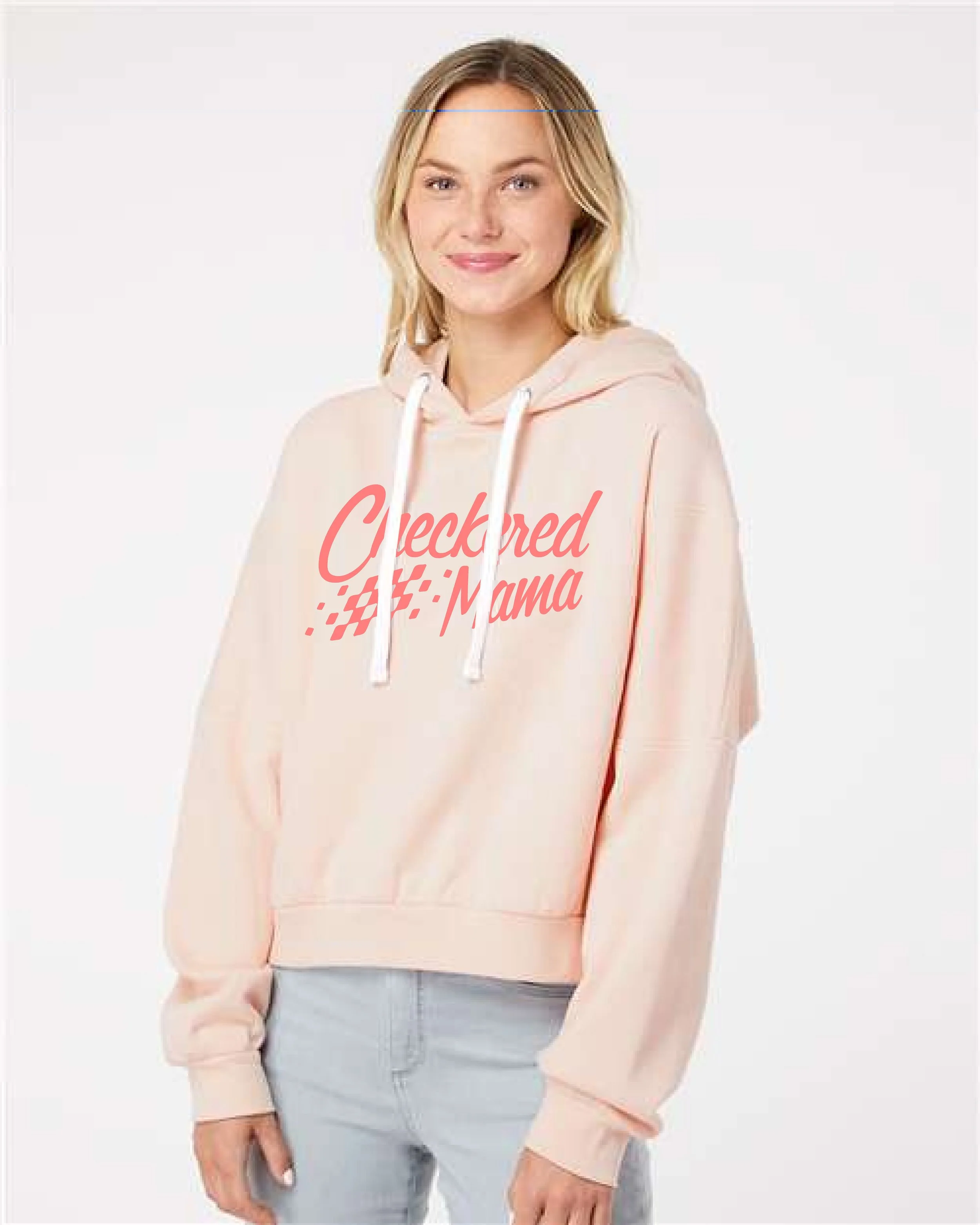 Checkered Mama - Women's Sueded Fleece Crop Hoodie — Zack Bunning